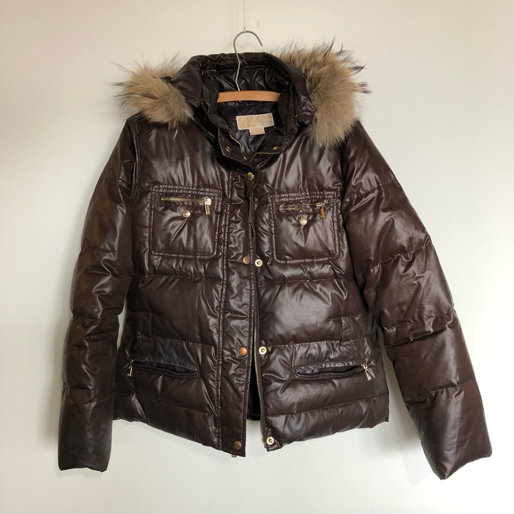 Brown Michael Kors puffer coat